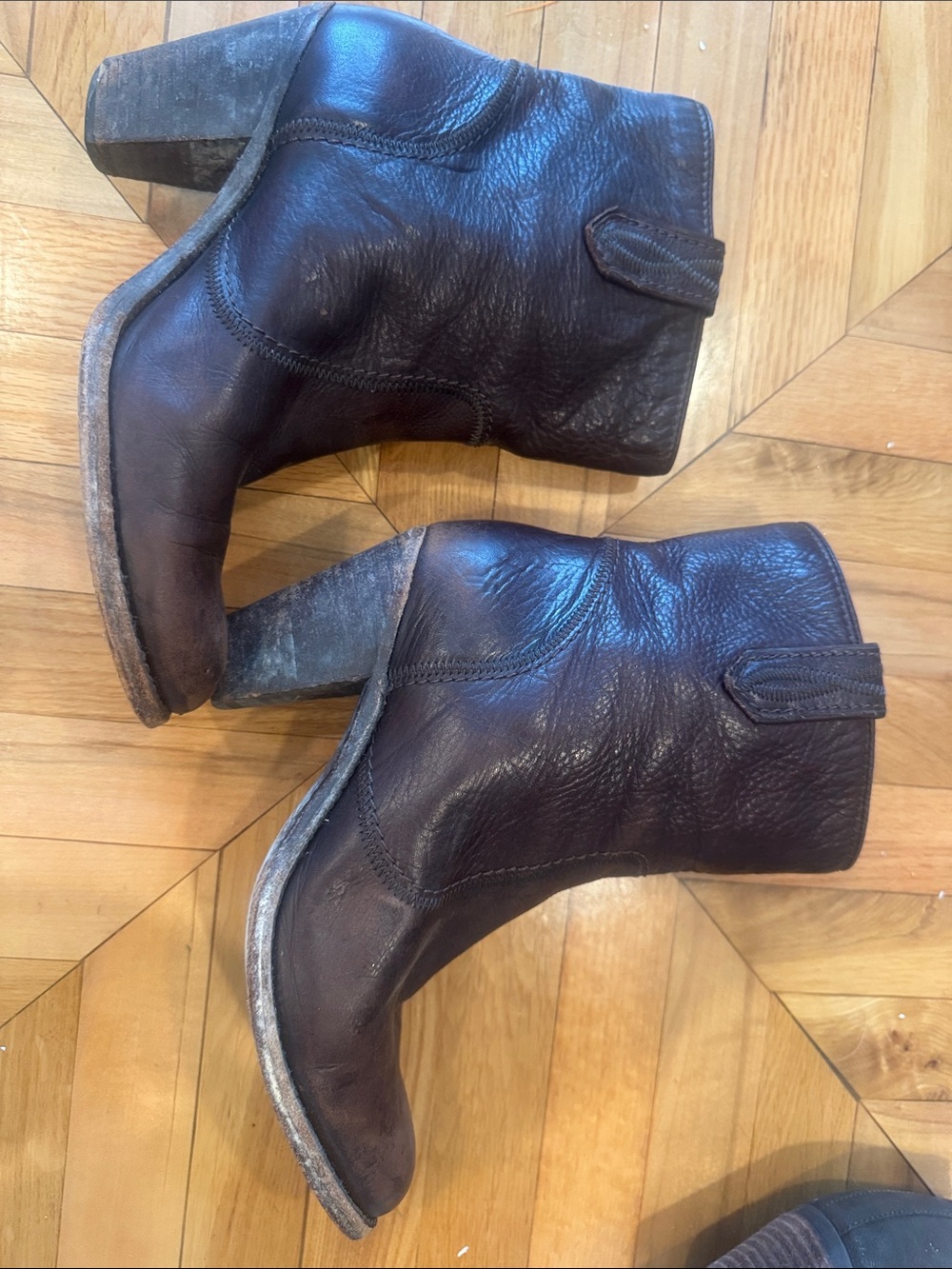 Frye Brown Leather High Heel Ankle Boots Size 8.5B Made in Mexico